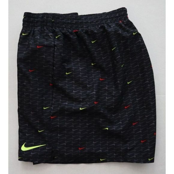 Nike NESSC485-001 Men's Sz 2XL Black Swoosh All-Over Print 5" Swim Shorts - Picture 8 of 10